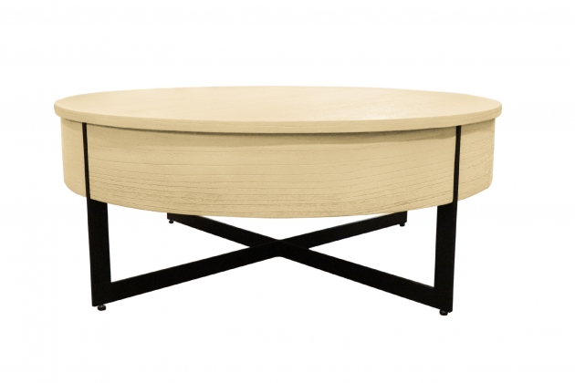 白橡實木紋圓几